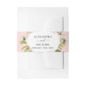 結婚のユーカリ緑の幾何学的シエレガントック 招待状ベリーバンド (正面例)