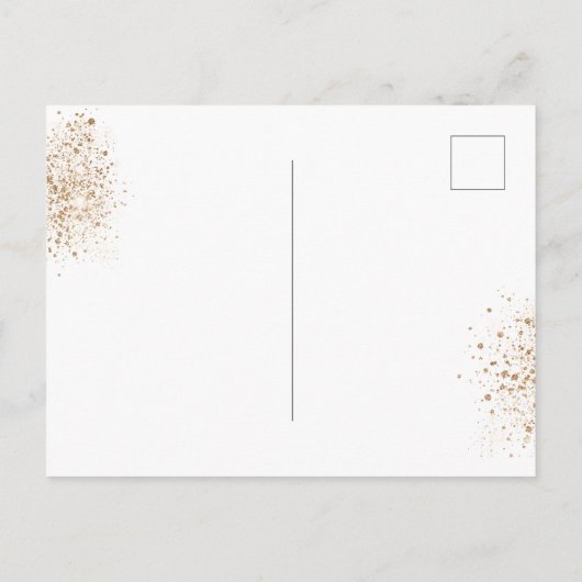 結婚のユーカリ緑グリッター黄金グリッター インビテーションポストカード (裏面)