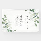 結婚のユーカリ・グリーンリー・ウェルカム 横断幕 (横)