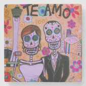 結婚のラスベガスDia de los Muertos ストーンコースター (正面)