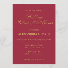 結婚のリハーサルとディナー招待状レッドブラック 招待状