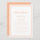 結婚のリハーサルシンプルディナーモダンピーチホワイト 招待状 (正面/裏面)