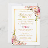 結婚のリハーサルディナーエレガントシック金ゴールドフローラ 招待状 (正面)
