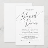 結婚のリハーサルディナーシンプルブラックイモダンンビ 招待状 (正面/裏面)