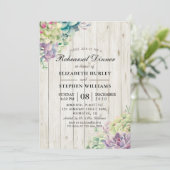 結婚のリハーサルディナー多肉質素朴木材 招待状 (スタンド正面)