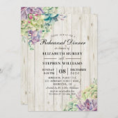 結婚のリハーサルディナー多肉質素朴木材 招待状 (正面/裏面)