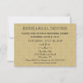 結婚のリハーサルディナー/金ゴールド&マルーンダマスク 招待状 (正面)