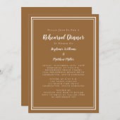 結婚のリハーサル素朴ディナーモダンシック・ブラウン 招待状 (正面/裏面)