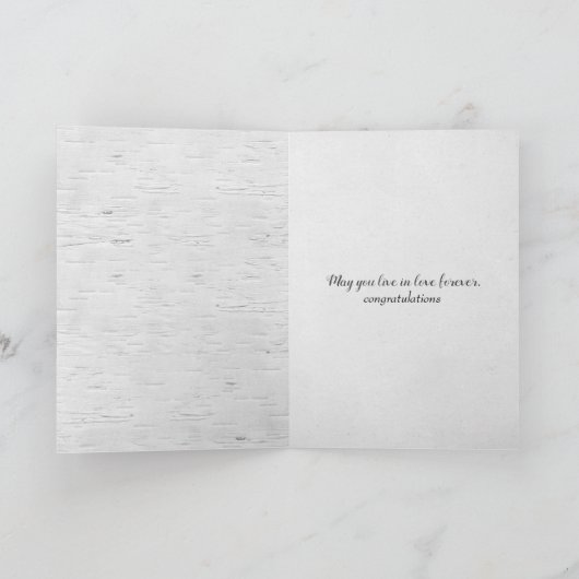 結婚のリボンハートオン樺の木 カード (内部)