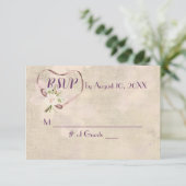 結婚のリボンハートRSVP 出欠カード (スタンド正面)