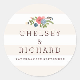 結婚のリボン – ピンクステッカー ラウンドシール