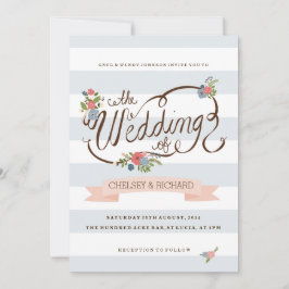 結婚のリボン – 青 招待状