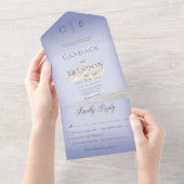 結婚のリングや輪はモダンPeriwinkle Dinner オールインワン招待状 (貼ってはがせる)