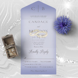 結婚のリングや輪はモダンPeriwinkle Dinner オールインワン招待状