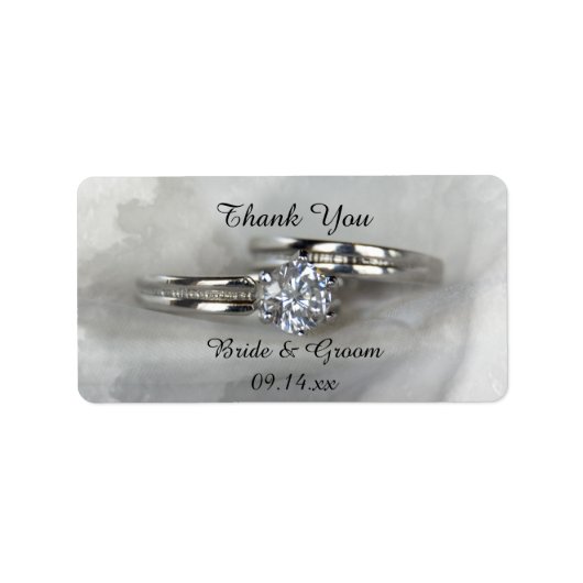 結婚のリングや輪オングレーサンキューメッセージカード ラベル (正面)