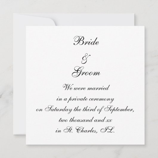 結婚のリングや輪オン灰色たった今結婚しました 案内状 (裏面)