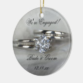 結婚のリングや輪オン灰色婚約 セラミックオーナメント (左)