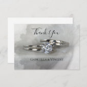 結婚のリングや輪グレイ サンキューカード (正面/裏面)