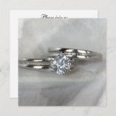 結婚のリングや輪グレー結婚招待状 招待状 (正面/裏面)