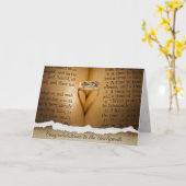 結婚のリングや輪ハートシャドウカード カード (黄色い花)