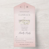 結婚のリングや輪モダン赤面 オールインワン招待状 (内側)