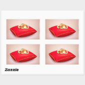 結婚のリングや輪長方形シール 長方形シール (シート)