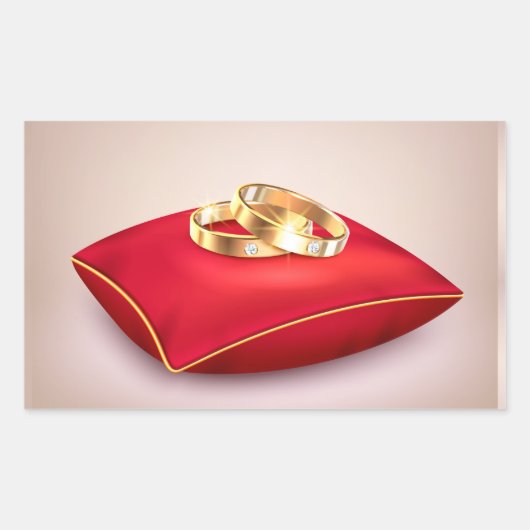 結婚のリングや輪長方形シール 長方形シール (正面)