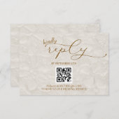 結婚のレトロシンプルベージュQR 出欠カード (正面/裏面)