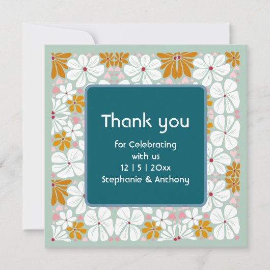 結婚のレトロ花Groovy 70sボホ感謝していユー (正面)