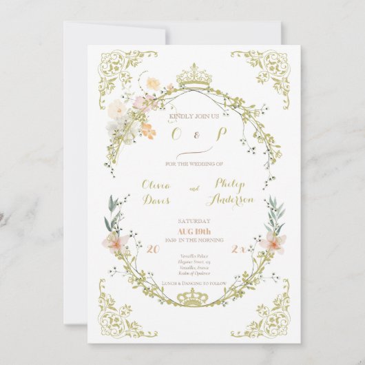 結婚のヴィンテージフローラオーナメントバイオーウェンクラシック 招待状 (正面)