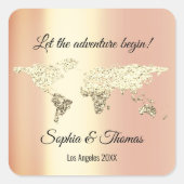 結婚の世界地図の行き先ゴールデンアースサンゴ スクエアシール (正面)