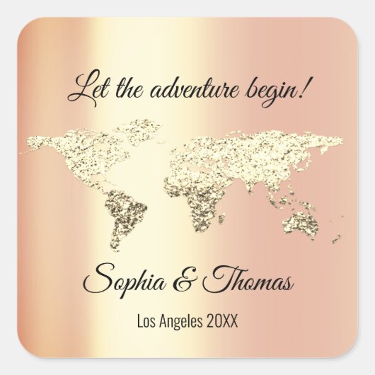 結婚の世界地図の行き先ゴールデンアースサンゴ スクエアシール (正面)