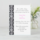 結婚の両親の招待ブラックダマスク 招待状 (スタンド正面)