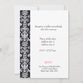 結婚の両親の招待ブラックダマスク 招待状 (裏面)