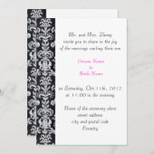 結婚の両親の招待ブラックダマスク 招待状 (正面/裏面)