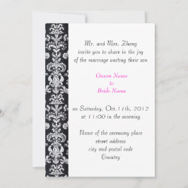 結婚の両親の招待ブラックダマスク 招待状