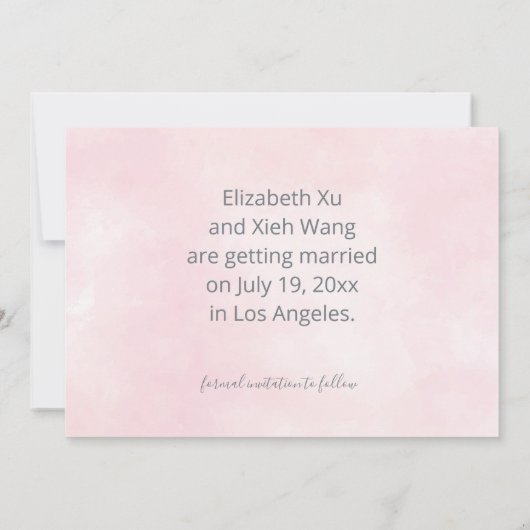 結婚の中国の水の色ロータス日付を保存 セーブザデート (裏面)