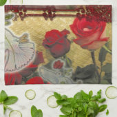 結婚の人形ポートレートグラフィックアートプリント キッチンタオル (折り畳み)