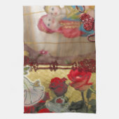 結婚の人形ポートレートグラフィックアートプリント キッチンタオル (縦)