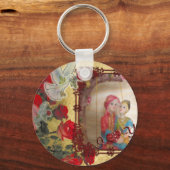 結婚の人形ポートレートグラフィックアートプリント キーホルダー (正面)