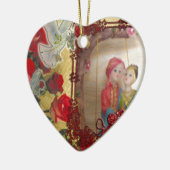 結婚の人形ポートレートグラフィックアートプリント セラミックオーナメント (左)