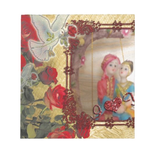 結婚の人形ポートレートグラフィックアートプリント ノートパッド (正面)