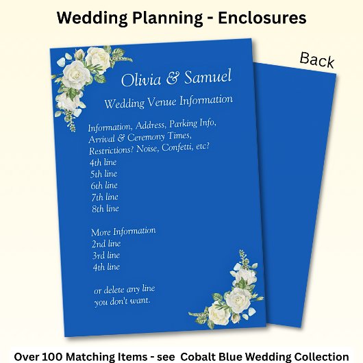 結婚の会場情報 – Cobalt Blue & White Roses 結婚 エンクロージャーカード
