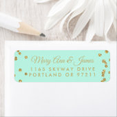 結婚の住所金ゴールドフェイクグリッター紙吹雪ミント ラベル (インサイチュ)