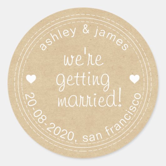 結婚の保存Kraft封筒用シール ラウンドシール (正面)