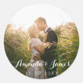 結婚の写モダン真お洒落文字 ラウンドシール (正面)