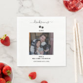 結婚の写モダン真カップルの愛犬ドリンク スタンダードランチョンナプキン (インサイチュ)