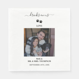 結婚の写モダン真カップルの愛犬ドリンク スタンダードランチョンナプキン