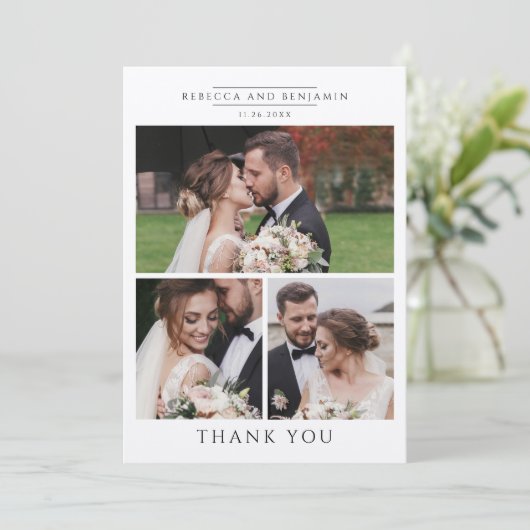 結婚の写モダン真コラージュ サンキューカード (スタンド正面)