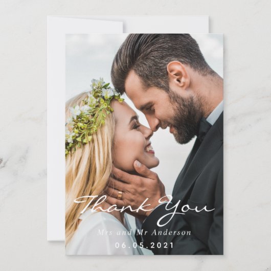 結婚の写感謝してい真 サンキューカード (正面)